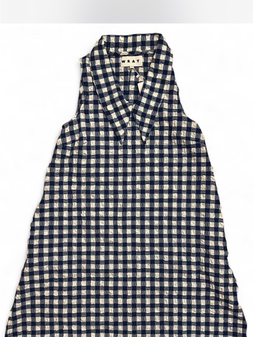 WRAY Navy and White Gingham Sleeveless Dress NWT